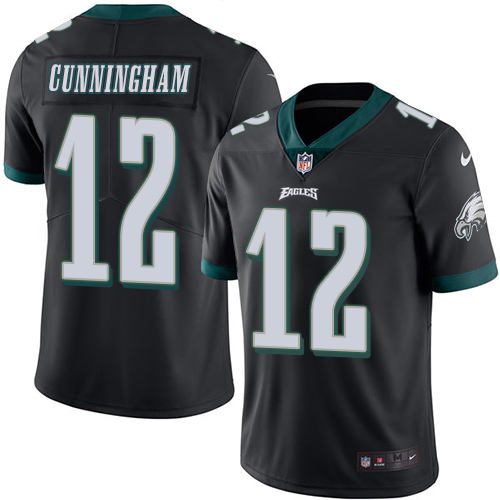 Men's Limited Randall Cunningham Nike Jersey Black - #12 Rush NFL Philadelphia Eagles